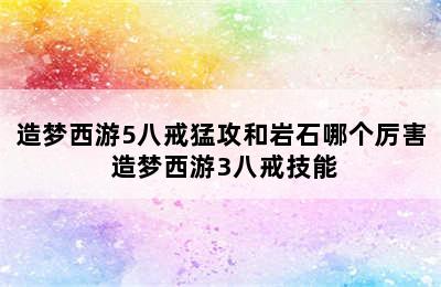 造梦西游5八戒猛攻和岩石哪个厉害 造梦西游3八戒技能